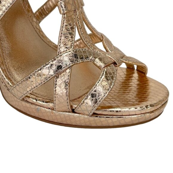 Michael Kors Sandra Soft Pink Metallic Leather Womens Heels Size 7M - Picture 7 of 12